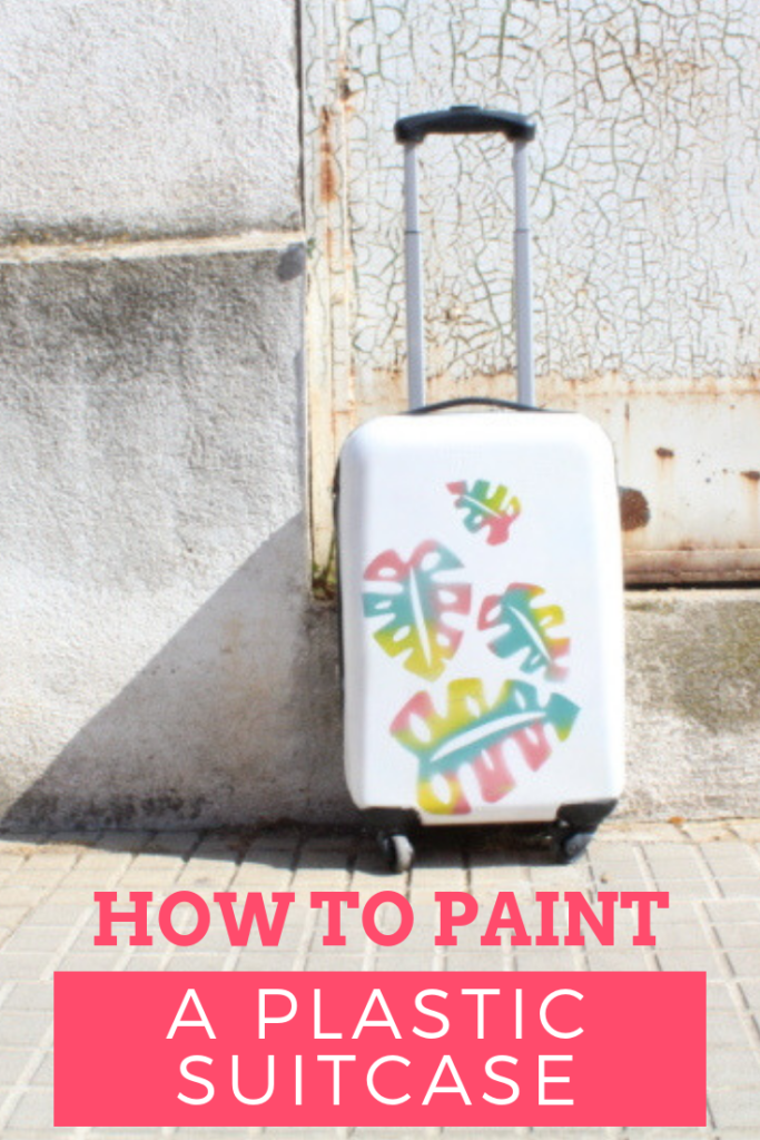 how to paint a plastic suitcase with stencils and spray paint
