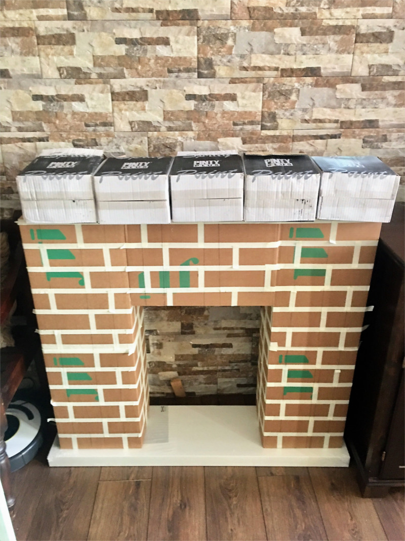 fireplace prop made from cardboard